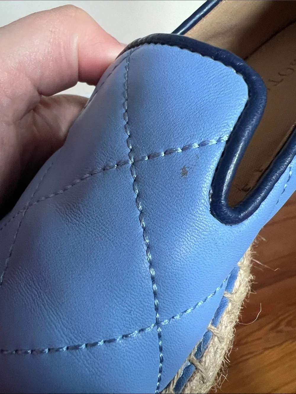 Talbots Izzy Quilted Nappa Espadrilles Blue Leather Cap Toe Size 6.5M